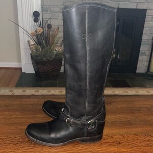 Frye Black leather harness riding boots